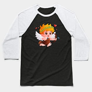 Flying Cupid with Bow and Arrow Baseball T-Shirt